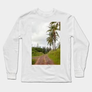 Small dirt road and plam trees in Borneo countryside Long Sleeve T-Shirt